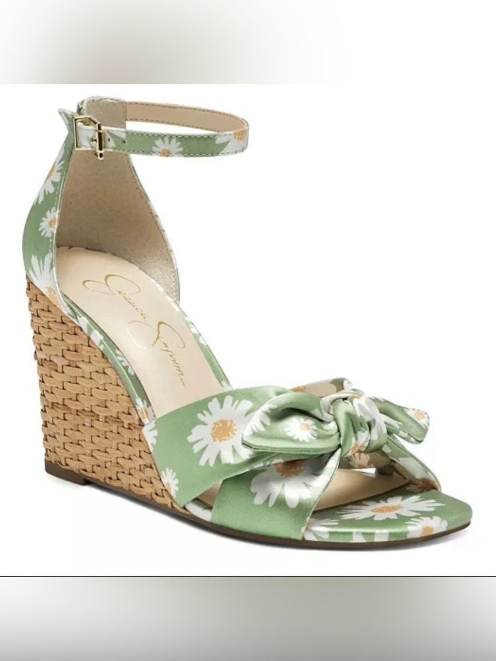 Jessica Simpson DELIRAH Espadrille Basket Weave Wedge with Daisy Print